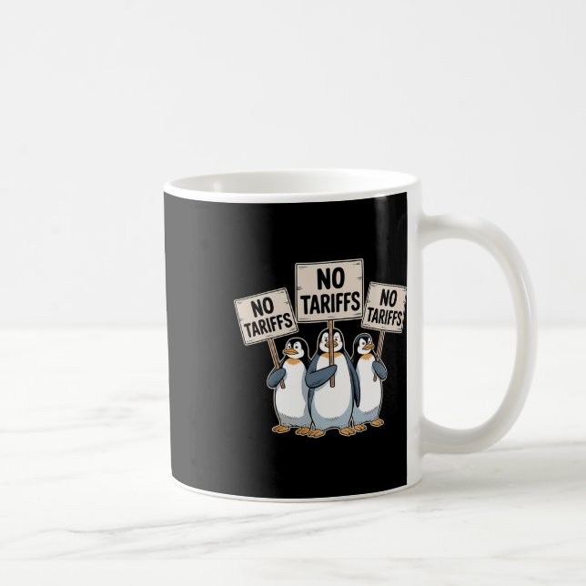 Penguins Protest Against Trump Tariffs Funny Pengu Coffee Mug (Right)