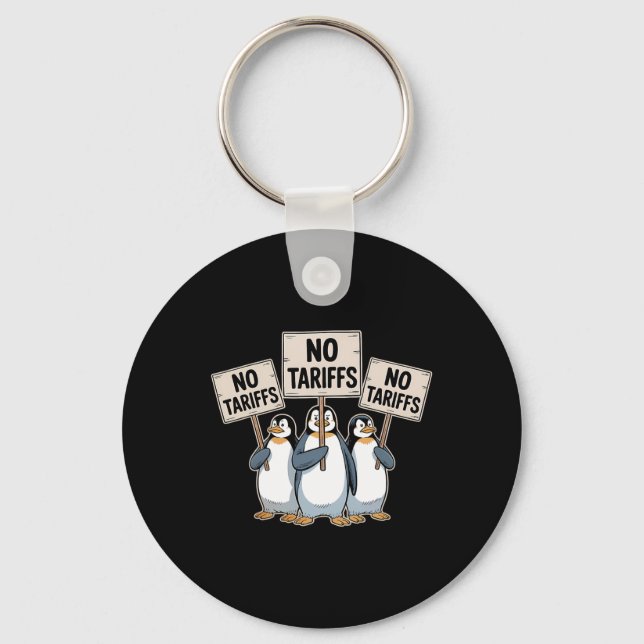 Penguins Protest Against Trump Tariffs Funny Pengu Key Ring (Front)