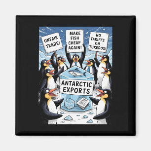 Penguins Protest Against Trump Tariffs Funny Pengu Magnet