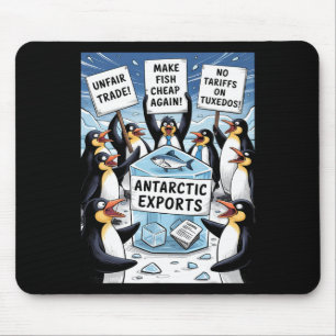 Penguins Protest Against Trump Tariffs Funny Pengu Mouse Pad
