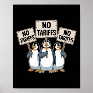 Penguins Protest Against Trump Tariffs Funny Pengu Poster