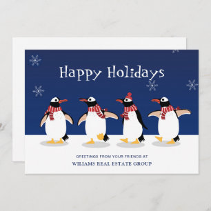 Penguins Red Scarf Christmas Corporate Greeting Holiday Card