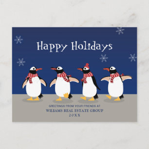 Penguins Red Scarf Christmas Corporate Greeting Postcard