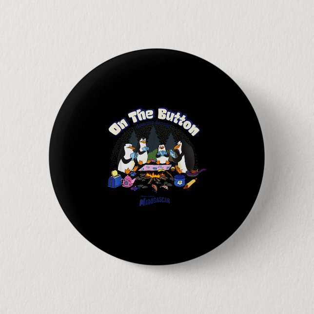 Penguins retro campfire  6 cm round badge (Front)