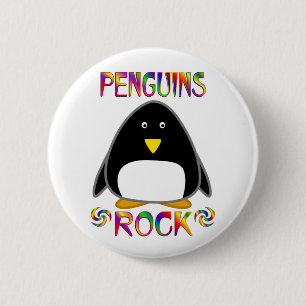 PENGUINS ROCK 6 CM ROUND BADGE