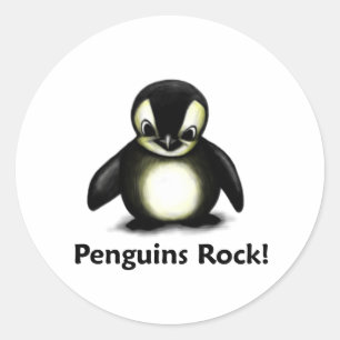 Penguins Rock! Classic Round Sticker