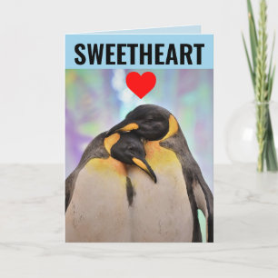 PENGUINS ROMANTIC HUMOROUS GREETING CARD