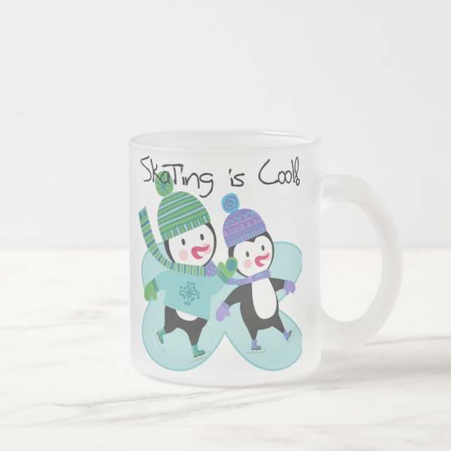 Penguins Skating is Cool Frosted Glass Coffee Mug (Right)