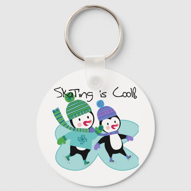 Penguins Skating is Cool Key Ring (Front)