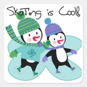 Penguins Skating is Cool Square Sticker