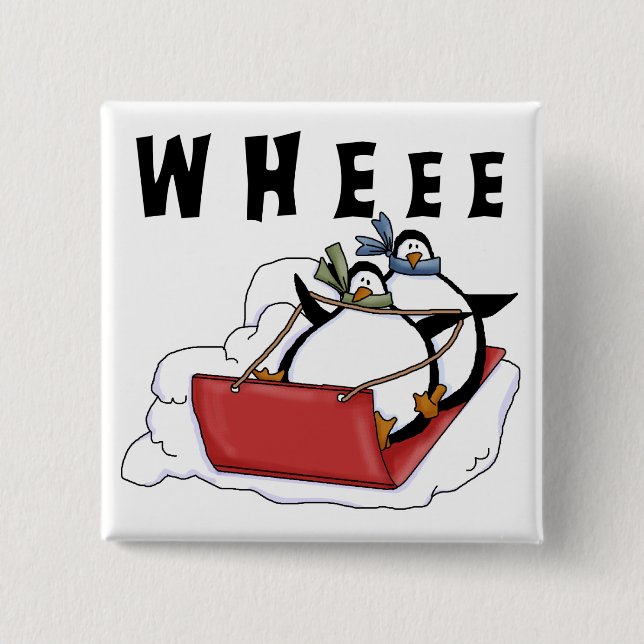 Penguins Sledding Tshirts and Gifts 15 Cm Square Badge (Front)