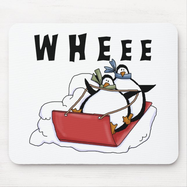 Penguins Sledding Tshirts and Gifts Mouse Pad (Front)