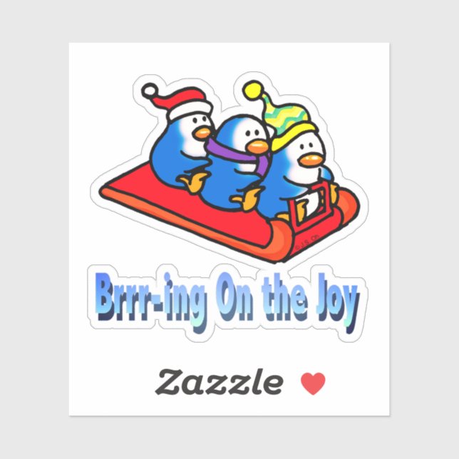 Penguins Sledding Winter Holiday Scene (Sheet)