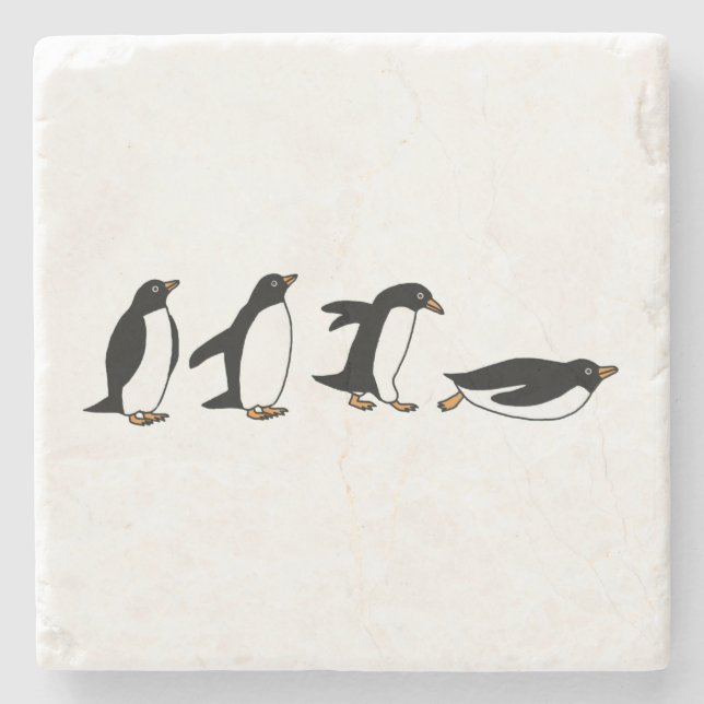 Penguins Sliding Stone Coaster (Front)