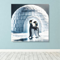 Penguins Slow Dancing By Igloo