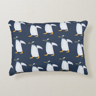 Penguins: Small Dark Watercolor Decorative Cushion
