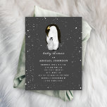 Penguins Snow Dark Grey Winter Baby Shower Invitation<br><div class="desc">A winter baby shower theme featuring an illustration of a mama and baby penguin surrounded by snowflakes. Background is dark grey.   Customise the text with details of your occasion.</div>