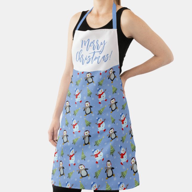 Penguins, Snowmen and Christmas trees Apron (Insitu)