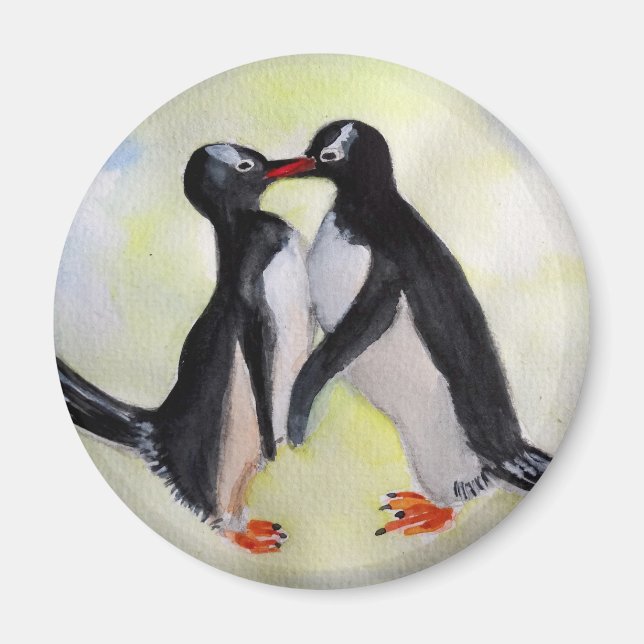 Penguins Standard, 5.7 Cm Round Magnet (Front)