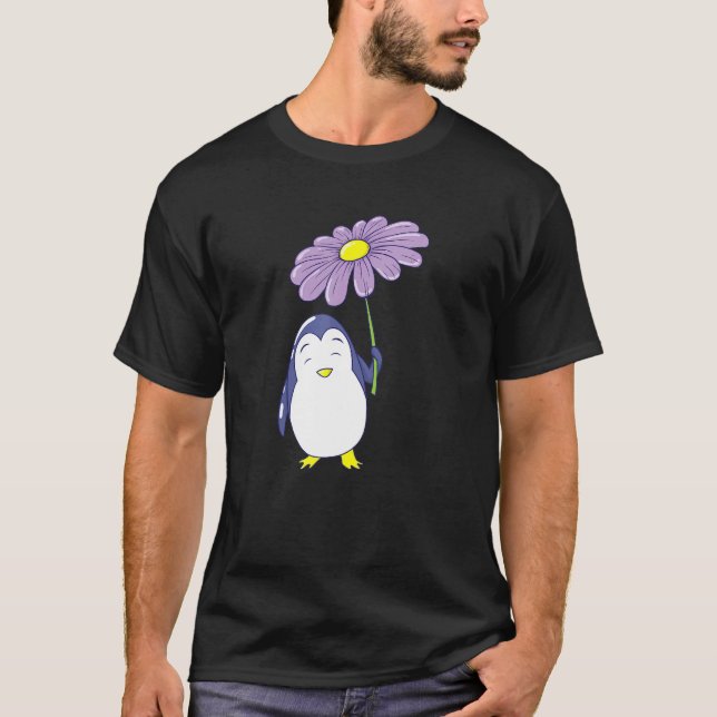 Penguins Umbrella Flower T-Shirt (Front)