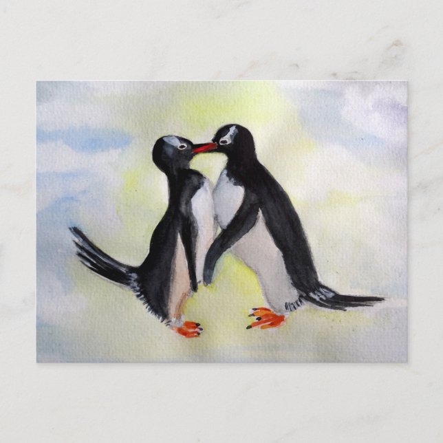 Penguins watercolor Postcard (Front)