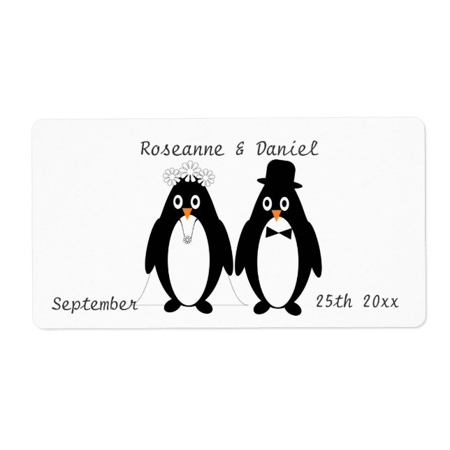 Penguins Wedding Favour Label (Front)