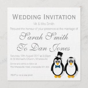 Penguins Wedding Invitation (Customisable)