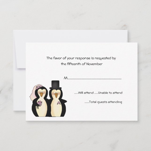 Penguins Wedding Response Card (Front)