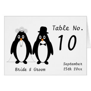 Penguins Wedding Table Number