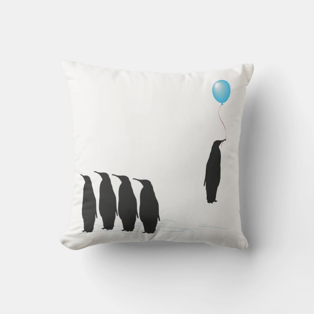 Penguins with balloon cushion pillow (Front)