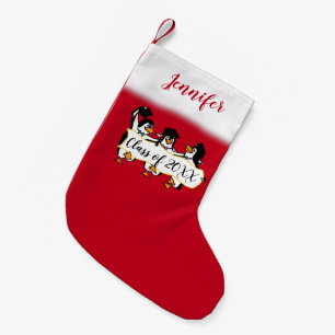 Penguins With Banner Graduation Small Christmas Stocking