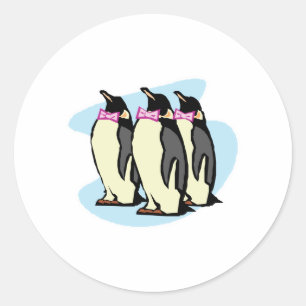 penguins with bowties classic round sticker