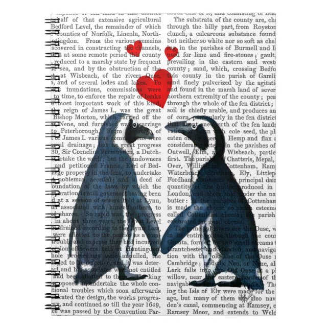 Penguins With Love Hearts Spiral Notebook (Front)