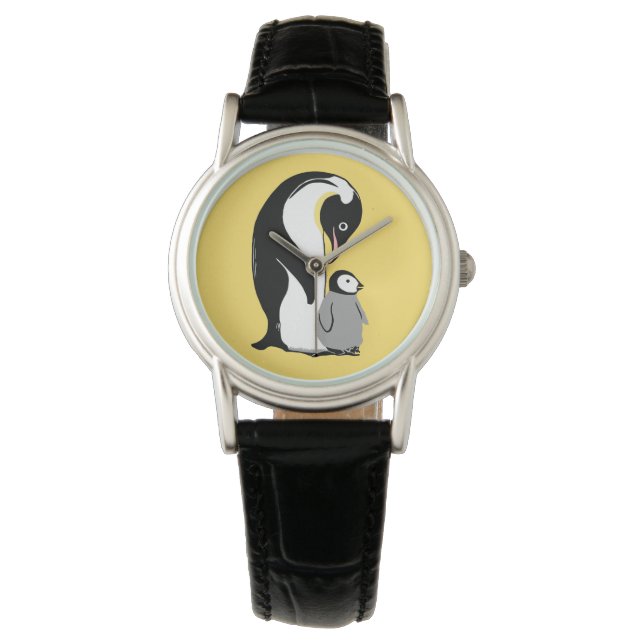 Penguins Yellow and Black Wristwatch (Front)