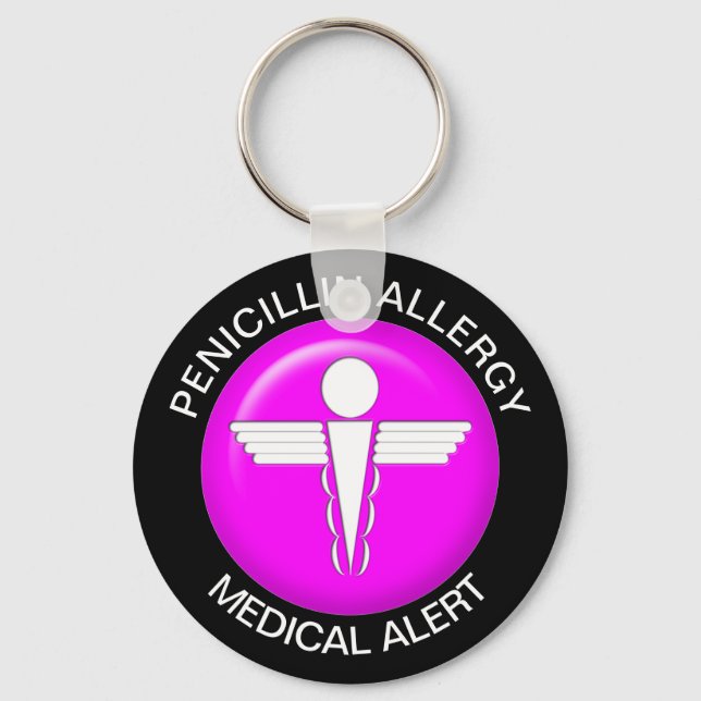 Penicillin Medical Alert Pink Key Ring (Front)