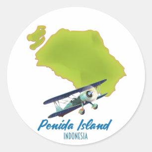 Penida island map classic round sticker