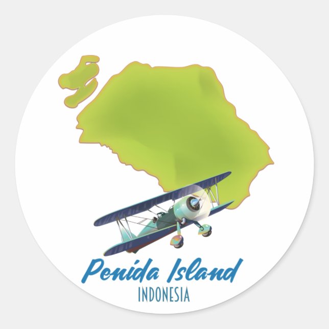 Penida island map classic round sticker (Front)