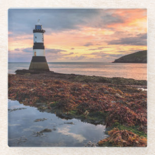 Penmon Lighthouse Sunrise Puffin Island Glass Coaster