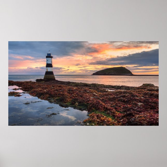 Penmon Lighthouse Sunrise | Puffin Island Poster (Front)