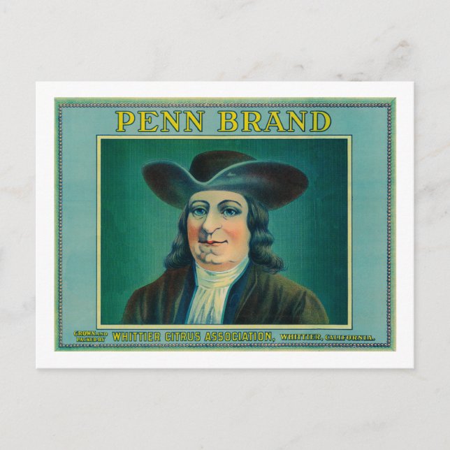 Penn Lemon LabelWhittier, CA Postcard (Front)