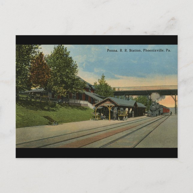 Penn R. R. Station Phoenixville PA Postcard (Front)