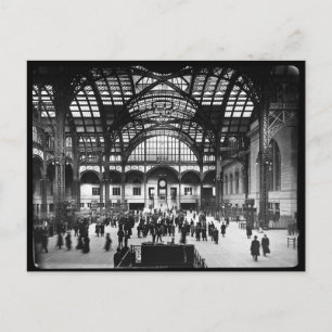 Penn Station NYC 1910 Magic Lantern Slide Postcard
