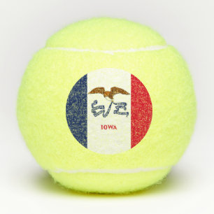 Penn tennis ball with flag of Iowa, USA