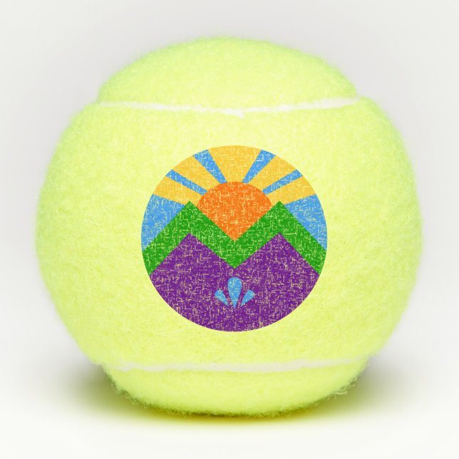 Penn tennis ball with flag of Manitou Springs (Front)