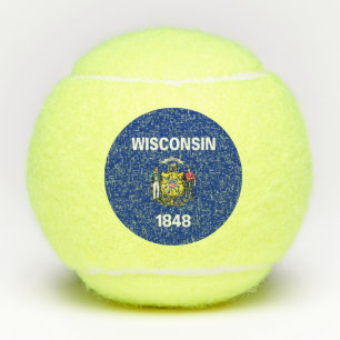 Penn tennis ball with flag of Wisconsin, USA