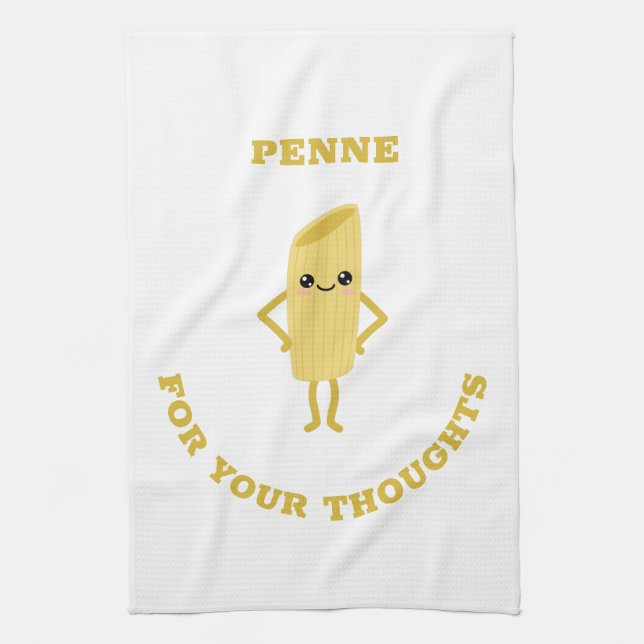 Penne for your thoughts tea towel (Vertical)