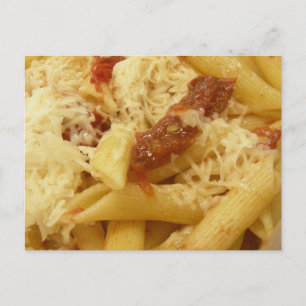 Penne pasta, tomatoes & cheese postcard