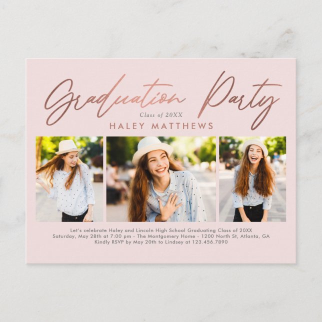 Penned Party Graduation Party Invitation Postcard (Front)