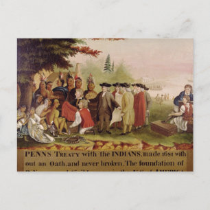 Penn's Treaty with the Indians in 1682, c.1840 Postcard