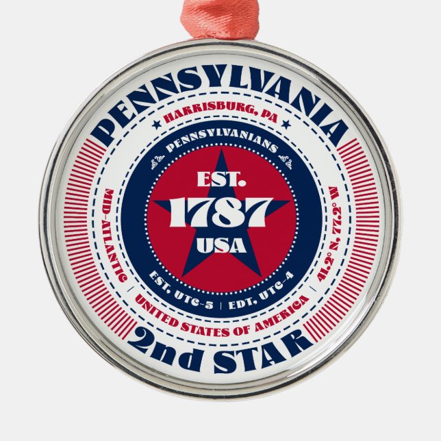Pennsylvania 2nd State Christmas Ornament (Front)